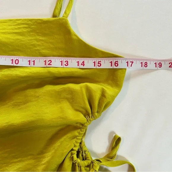 Christian Lacroix Satin Midi Dress Side Cutouts in Venom Chartreuse Medium NWT - Picture 5 of 8